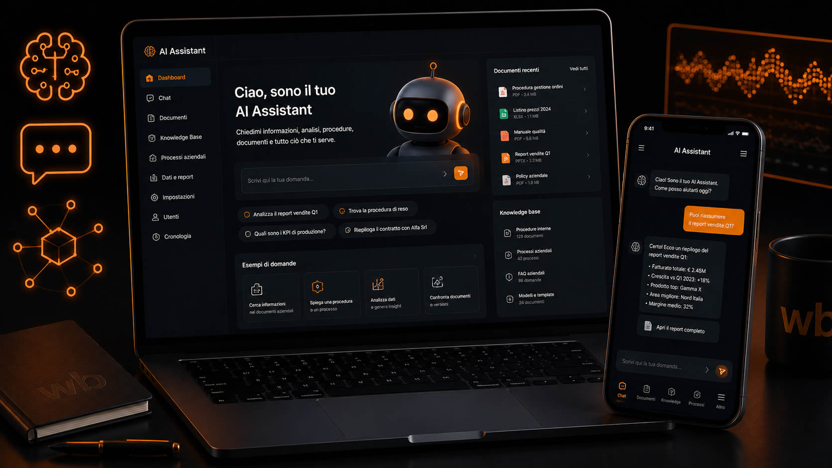 AI Assistant - AI Assistant crea assistenti AI personalizzati che conoscono documenti, procedure, dati e processi dell’azienda.