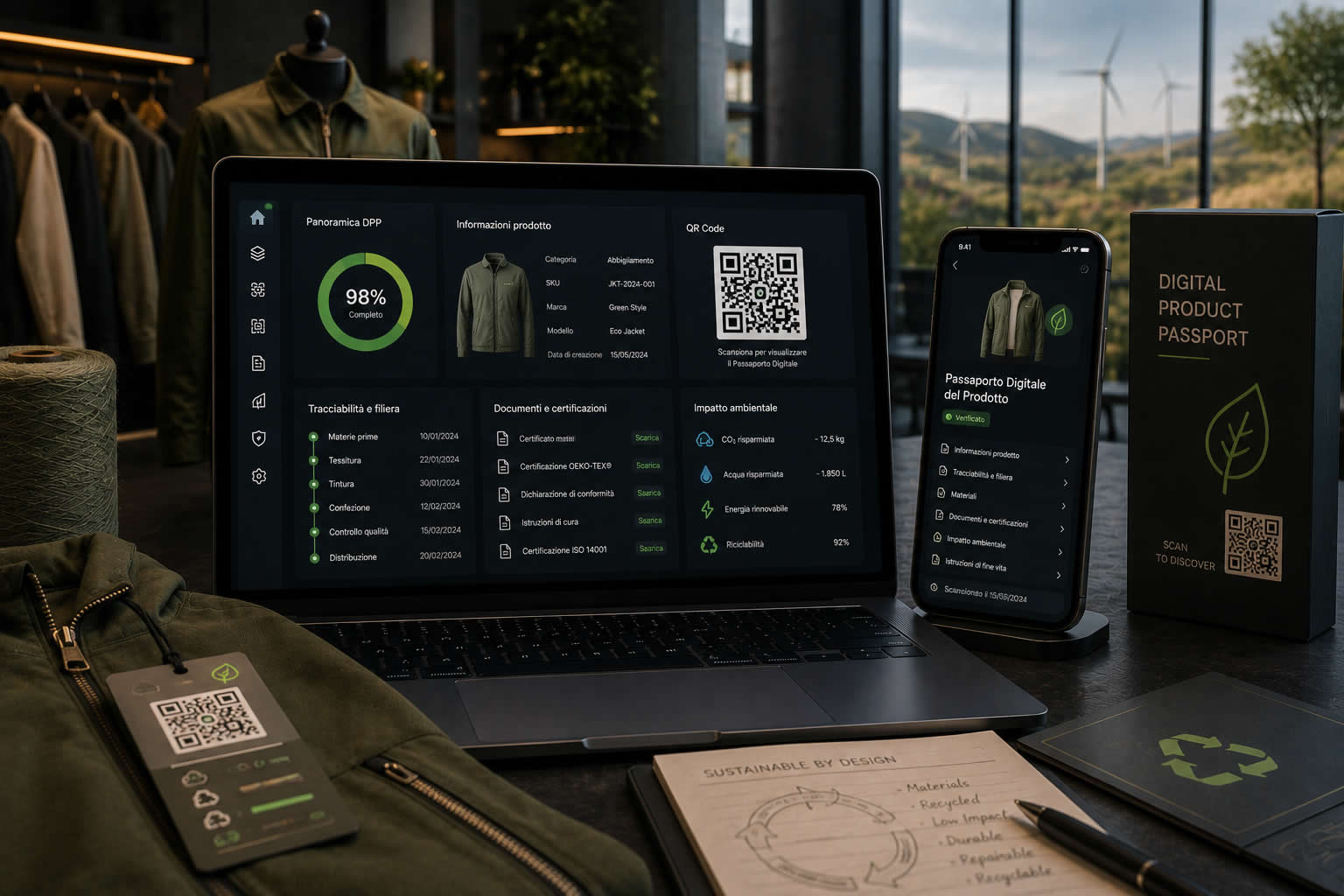 DPP Flow - DPP Flow crea passaporti digitali del prodotto con QR Code, tracciabilità, documenti, certificazioni e sostenibilità.