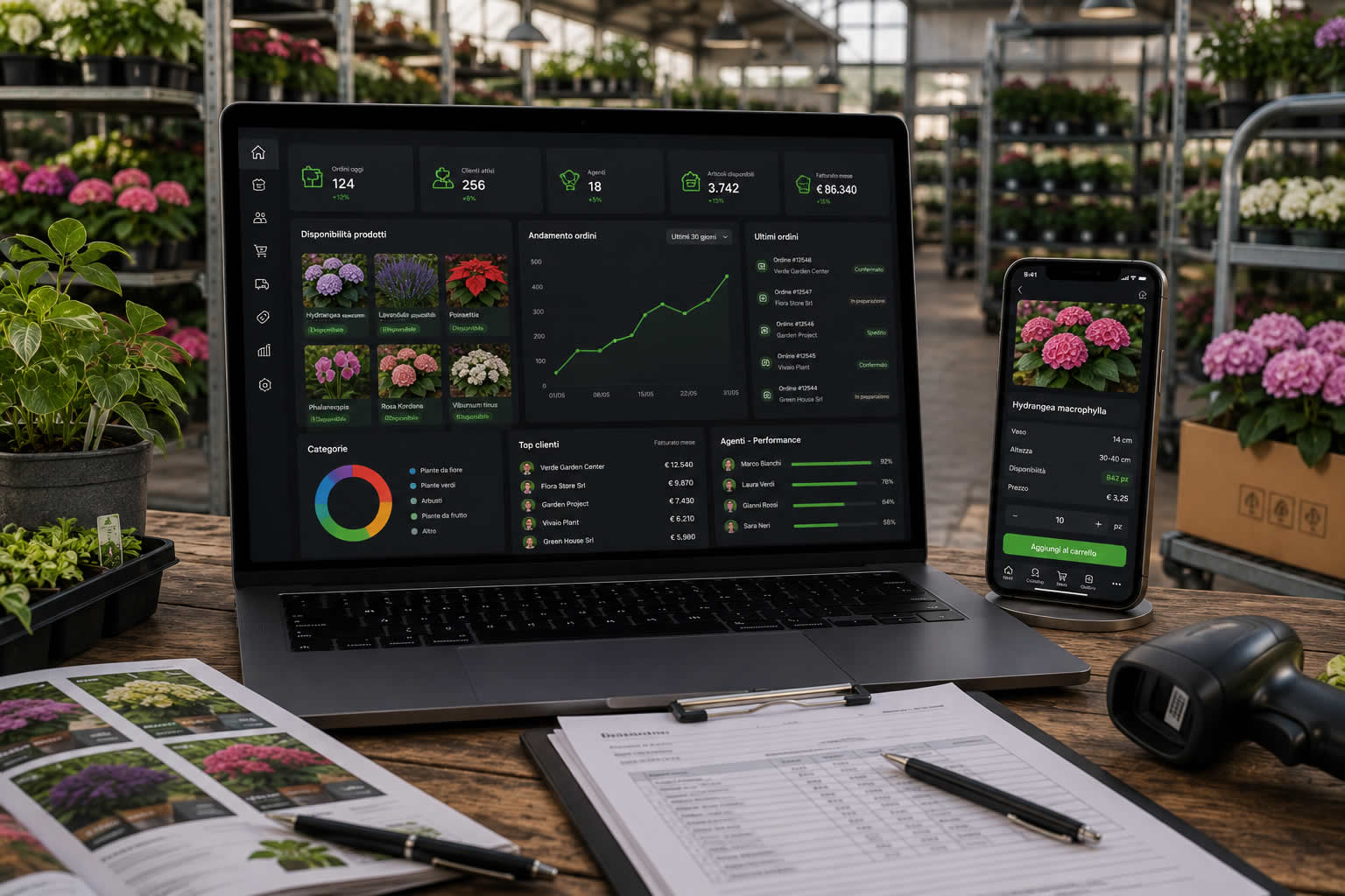 FlorB2B - FlorB2B digitalizza cataloghi, disponibilità, listini, clienti, agenti e ordini per vivai e grossisti florovivaistici.