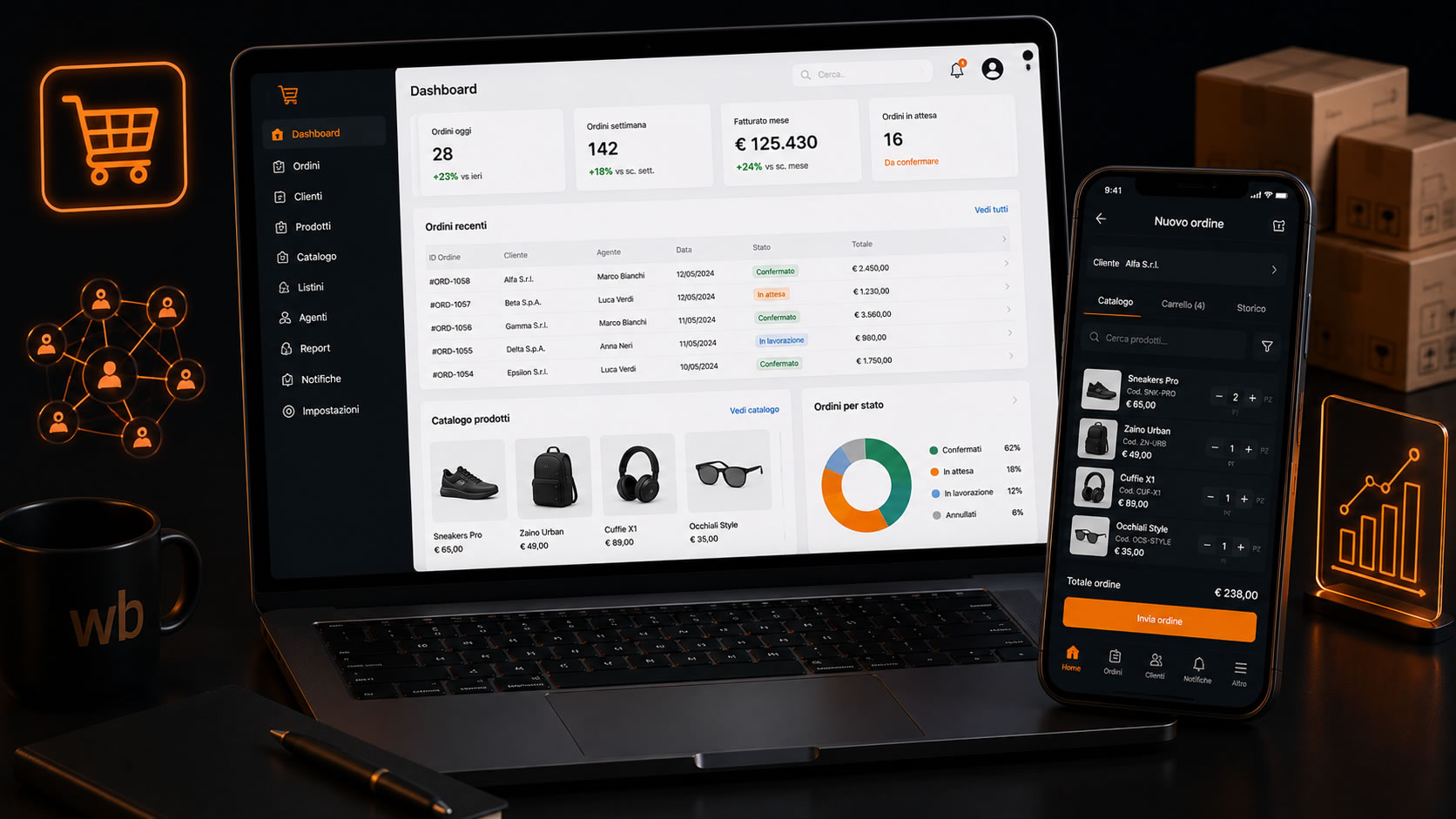 WOrdering - WOrdering digitalizza la raccolta ordini tra aziende, agenti, clienti e fornitori, eliminando Excel, WhatsApp ed errori manuali.